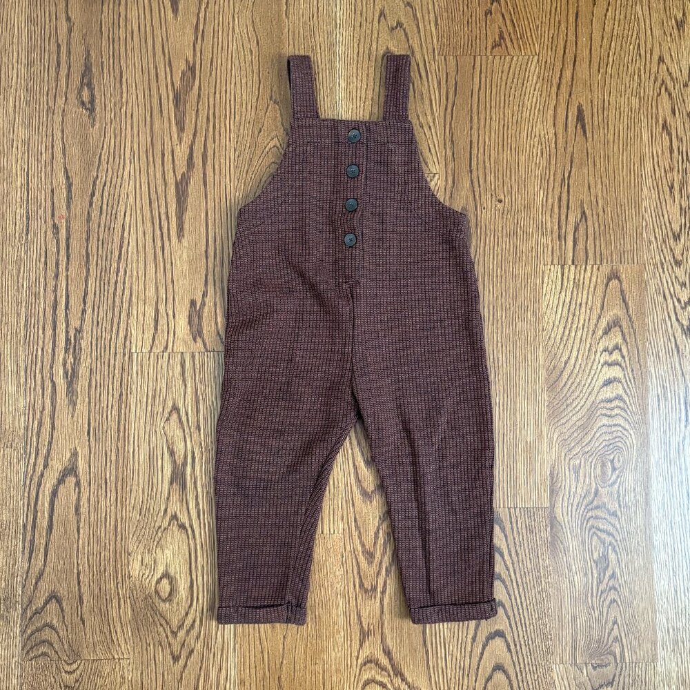 Zara Brown Ribbed Knit Overalls